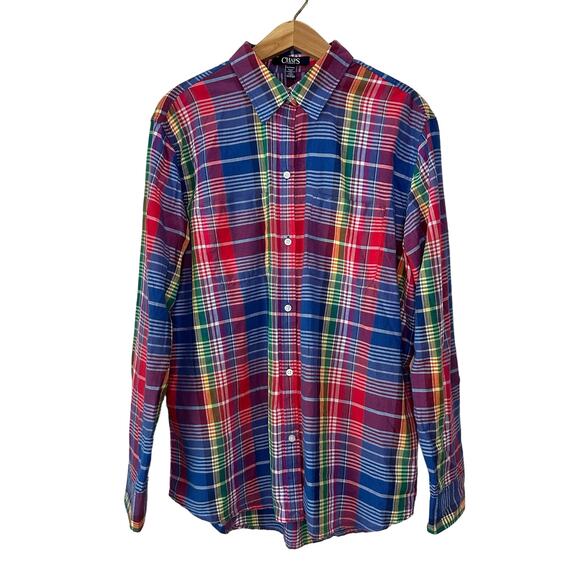 Chaps Tops - Chaps Denim Womens XL Colorful Multicolor Plaid Light Long Sleeve Button Up